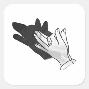 Adesivo Quadrado Lobo Silhueta Mão