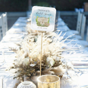 Adesivo Quadrado Local Elegante Fonte Pombas Flores Chás de Noiva