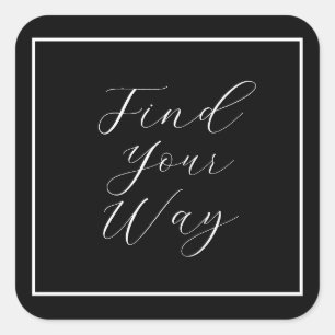 Adesivo Quadrado 'Localizar seu caminho' Frase White Script