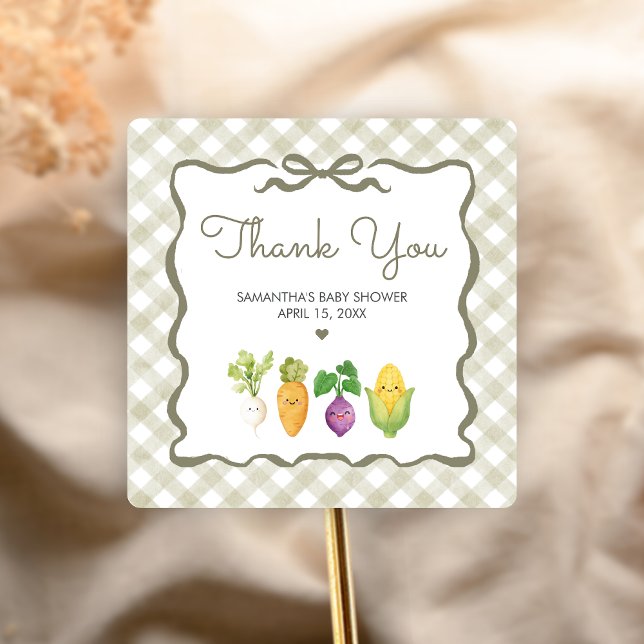 Adesivo Quadrado Locally Grown Little Sprout Baby Shower (Locally Grown Baby Shower Sticker)