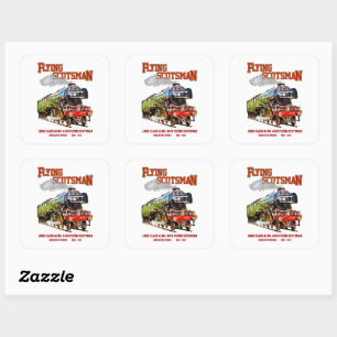 Adesivo Quadrado Locomotiva a vapor Flying Scotsman Inglês