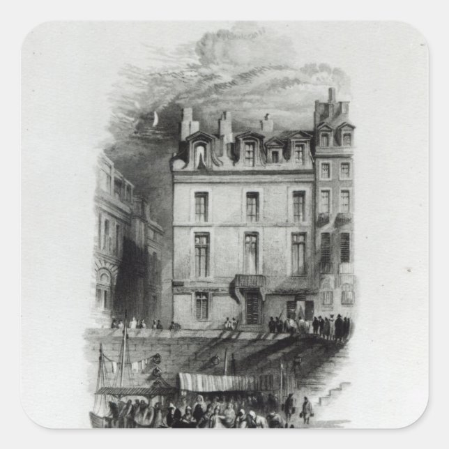 Adesivo Quadrado Lodgings de Napoleão no Quai Conti, 1834-36 (Frente)