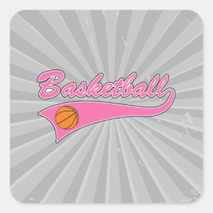 Adesivo Quadrado logo de basquete rosa feminino meninas