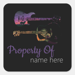 Adesivo Quadrado Logo Personalizado de Violão Acústico