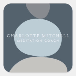 Adesivo Quadrado Logotipo Azul de Pedras Zen Abstratas Modernas