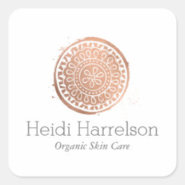 Adesivo Quadrado Logotipo Bela Elegante Mandala Dourado