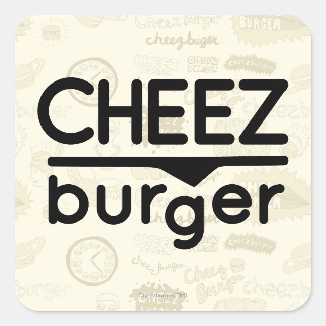 Adesivo Quadrado Logotipo Cheezburger (preto) (Frente)