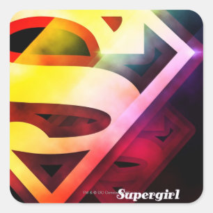 Adesivo Quadrado Logotipo Colorido da Supergirl