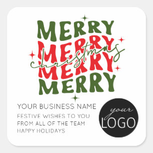 Adesivo Quadrado Logotipo Comercial de Script de Natal Feliz