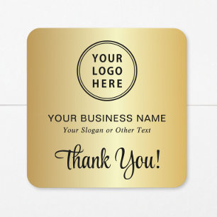 Adesivo Quadrado Logotipo Comercial de Script Elegante Obrigado Dou