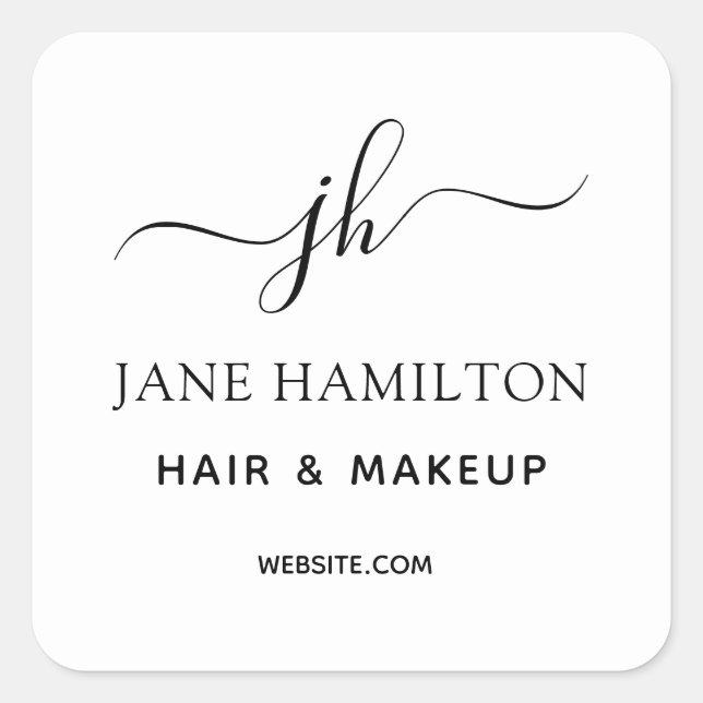 Adesivo Quadrado Logotipo comercial do Monograma (Frente)