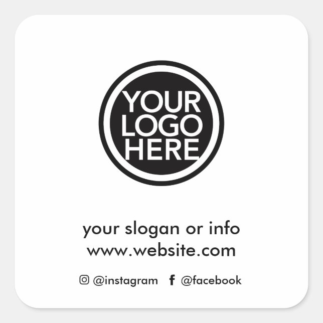 Adesivo Quadrado Logotipo comercial do Promocional personalizado (Frente)