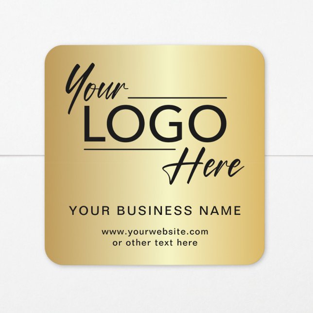 Adesivo Quadrado Logotipo Comercial Dourado (Criador carregado)