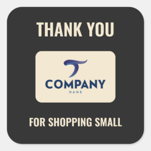 Adesivo Quadrado Logotipo da Empresa de Compras Pequenas Obrigado