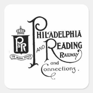 Adesivo Quadrado Logotipo da Filadélfia e Leitura da Estrada de Fe
