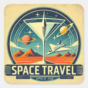 Adesivo Quadrado Logotipo da Martini Space Travel 1957 New Worlds