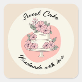 Adesivo Quadrado Logotipo da Padaria Sweet Cake