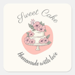 Adesivo Quadrado Logotipo da Padaria Sweet Cake