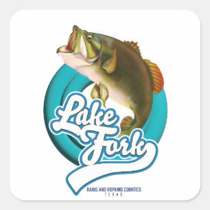 Adesivo Quadrado logotipo da pesca no Lago Fork Texas.