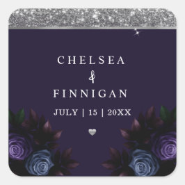 Adesivo Quadrado Logotipo de adição azul e prata do Marinho moderno