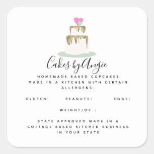 Adesivo Quadrado Logotipo de Bolo de Andares Negócios de Comida Cas