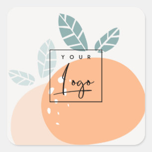 Adesivo Quadrado Logotipo de Citrus Abstrato verde-cor-de-laranja-a