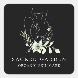 Adesivo Quadrado Logotipo de Desenho Floral Feminino de Arte Modern