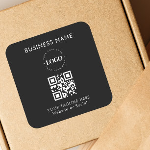 Adesivo Quadrado Logotipo de empresa personalizado Código QR e text