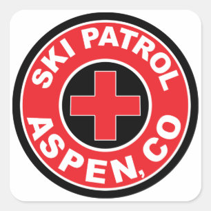 ADESIVO QUADRADO LOGOTIPO DE ESQUI DAS MONTANHAS DA PATRULHA DO