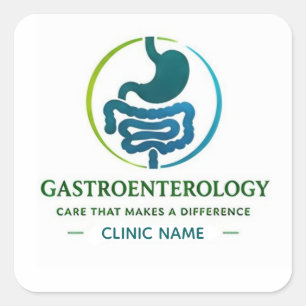 Adesivo Quadrado Logotipo de Gastroenterologia para Clínica de Saúd