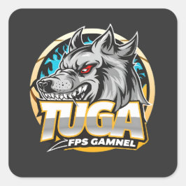 Adesivo Quadrado Logotipo de Jogos TUGA Wolf em Estilo Esports