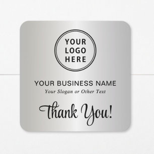 Adesivo Quadrado Logotipo de Negócios de Roteiro Elegante Obrigado 