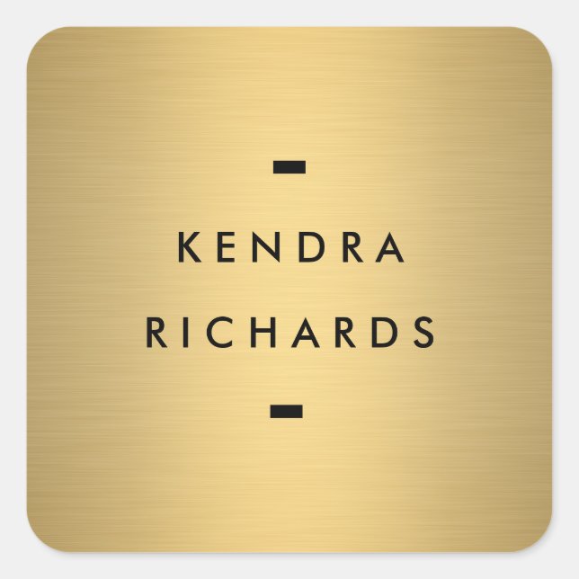 Adesivo Quadrado Logotipo de nome Dourado (Frente)