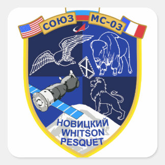 Adesivo Quadrado Logotipo de patch de missão Soyuz MS-03