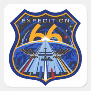 Adesivo Quadrado Logotipo de patch ISS Expedition 66