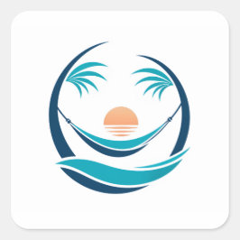 Adesivo Quadrado Logotipo de Rede Luxuosa de Pôr do Sol