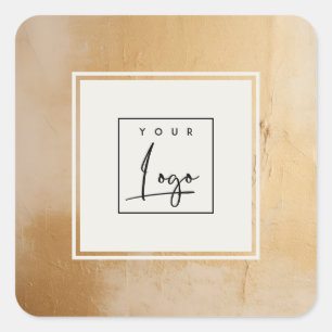 Adesivo Quadrado Logotipo de textura de pintura de óleo Dourado beg