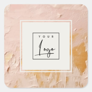 Adesivo Quadrado Logotipo de textura de pintura de óleo Dourado, co