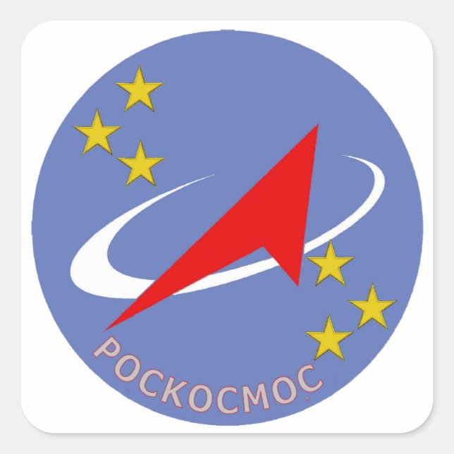 Adesivo Quadrado Logotipo de Voo Roscosmos (Frente)
