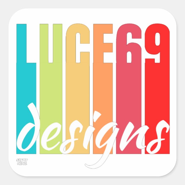Adesivo Quadrado Logotipo "DESIGNS LUCE69" (Frente)