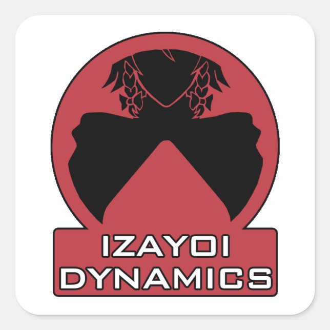 Adesivo Quadrado Logotipo Dinâmico Izayoi com Texto (Frente)
