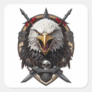 Adesivo Quadrado Logotipo do banner da cabeça da águia