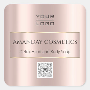 Adesivo Quadrado Logotipo do código QR do Rosa do produto Boutique 