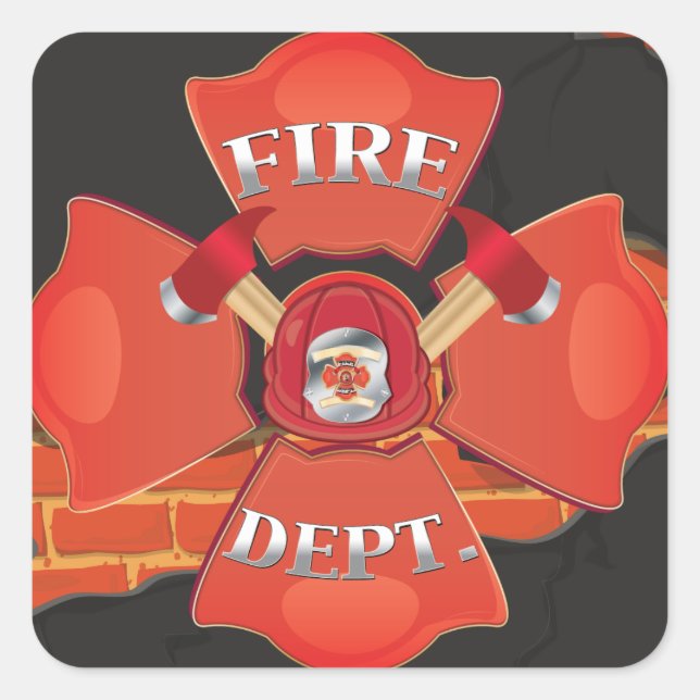 Adesivo Quadrado Logotipo do Fire Dept (Frente)