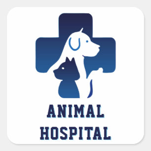 Adesivo Quadrado 🏥 Logotipo do Hospital Veterinário Centro Médico