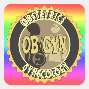 ADESIVO QUADRADO LOGOTIPO DO MÉDICO DO CRACHÁ OB/GYN
