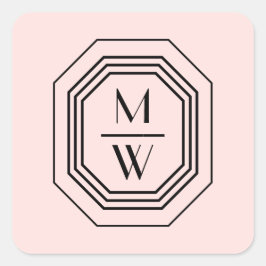 Adesivo Quadrado Logotipo do Monograma Empilhado Art Deco a Rosa
