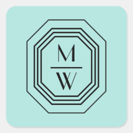 Adesivo Quadrado Logotipo do Monograma Empilhado Art Deco na Casa A