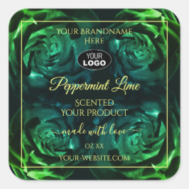 Adesivo Quadrado Logotipo do Rosa verde-escura para flores