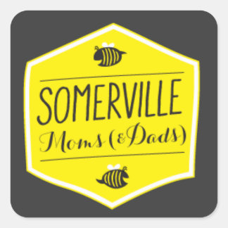 Adesivo Quadrado Logotipo do Somerville Mães Sticker Preto Fundo